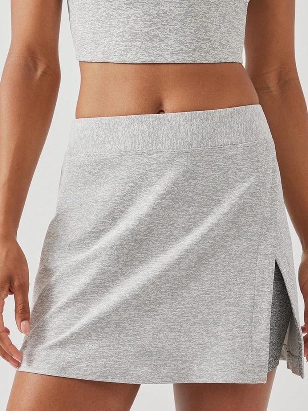 Outdoor Voices Set - Light Heather Gray Active Tennis Skirt and Bra